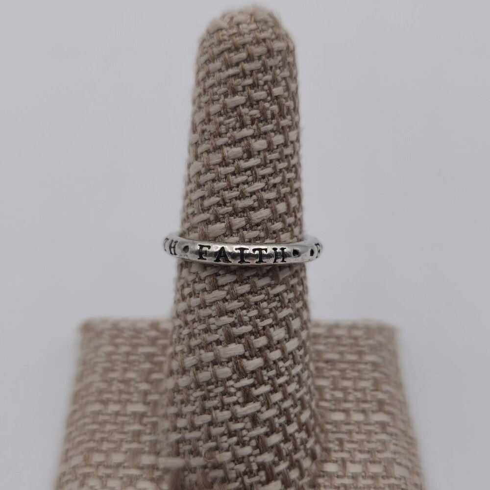 Size 6.75 Sterling Silver Faith Word Solid Ring A2131